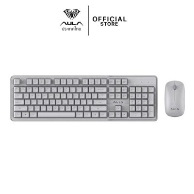 KEYBOARD & MOUSE (คีย์บอร์ดและเมาส์ไร้สาย) AULA AC202 WHITE