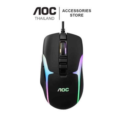 MOUSE (เมาส์) AOC GM190 BLACK WIRED GAMING MOUSE
