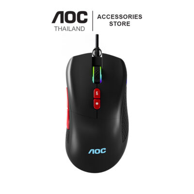 MOUSE (เมาส์) AOC GM180 BLACK WIRED GAMING MOUSE