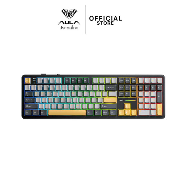 AULA F108 (DARK GREY/LIGHT GREY/YELLOW) PINK SWITCH