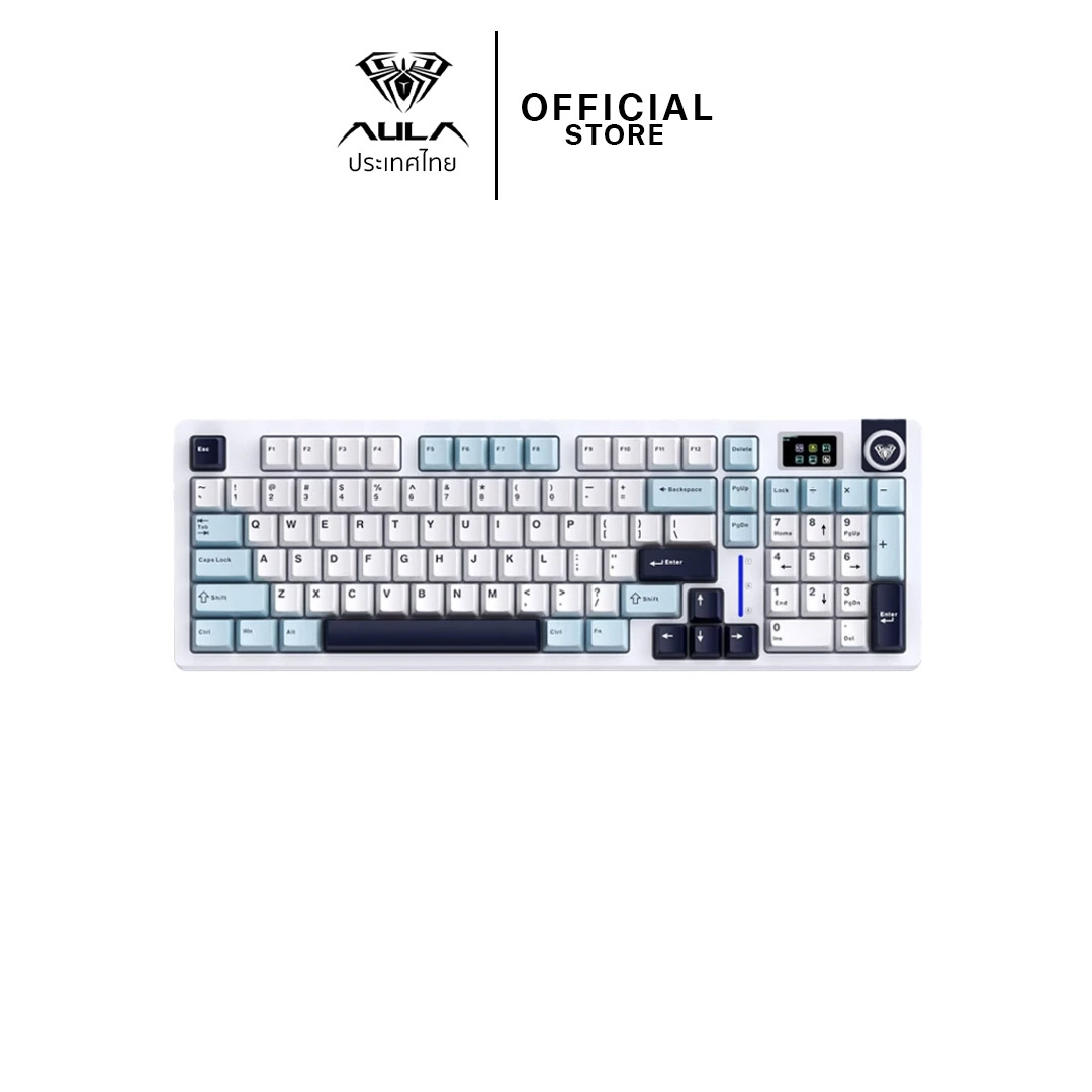 WIRELESS KEYBOARD (คีย์บอร์ดไร้สาย) AULA S98PRO LIGHT BLUE/WHITE/BLACK PURPLE STAR VECTOR SWITCH
