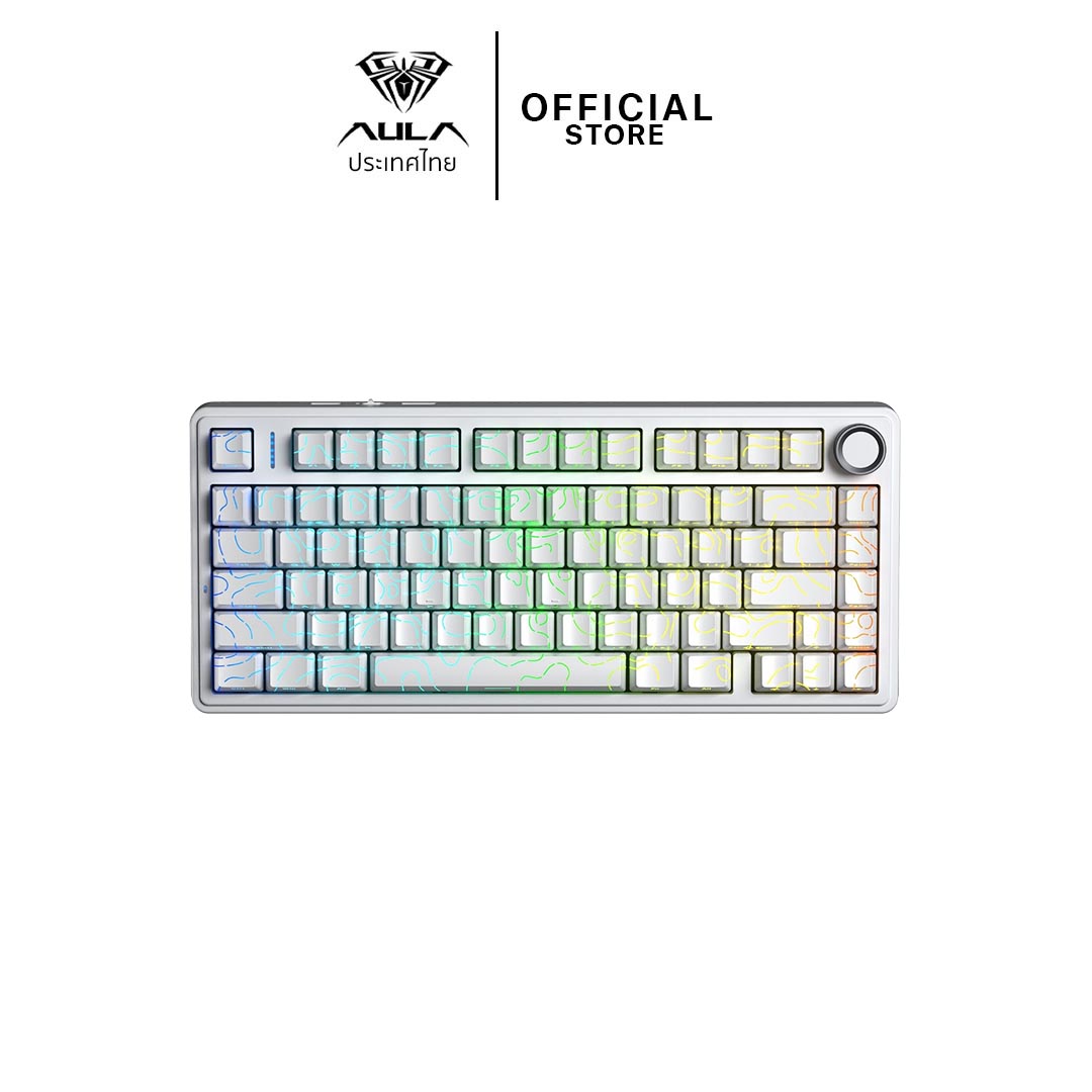 WIRELESS KEYBOARD (คีย์บอร์ดไร้สาย) AULA F75 WHITE-CONTOUR STAR VECTOR SWITCH