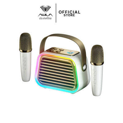 WIRELESS SPEAKER+MIC (ลำโพงไมโครโฟนไร้สาย) AULA K20A WHITE