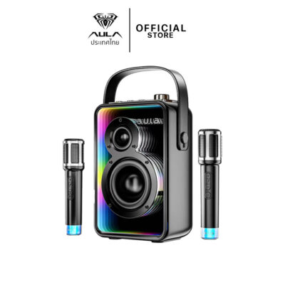 WIRELESS SPEAKER+MIC (ลำโพงไมโครโฟนไร้สาย) AULA K22 BLACK