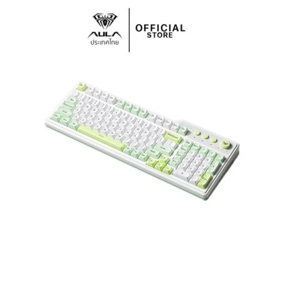WIRELESS KEYBOARD (คีย์บอร์ดไร้สาย) AULA F3099 (GREEN) TRI-MODE