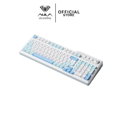 WIRELESS KEYBOARD (คีย์บอร์ดไร้สาย) AULA F3099 (BLUE) TRI-MODE