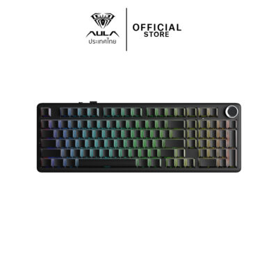 WIRELESS KEYBOARD (คีย์บอร์ดไร้สาย) AULA F99PRO BLACK FEATHER SILENT SWITCH