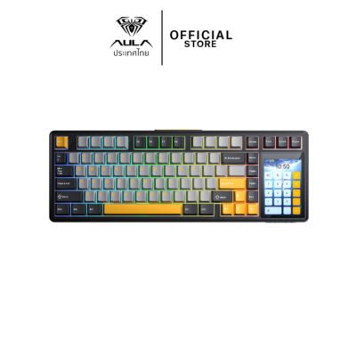 WIRELESS KEYBOARD (คีย์บอร์ดไร้สาย) AULA L99 (BLACK/GRAY/YELLOW)