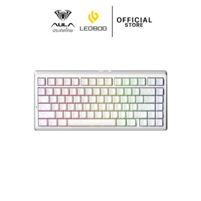WIRELESS KEYBOARD (คีย์บอร์ดไร้สาย) AULA A80RT ULTRA TRI-MODE WHITE MAGNETIC SWITCH