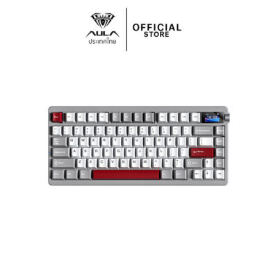 WIRELESS KEYBOARD (คีย์บอร์ดไร้สาย) AULA NOVA75 (WHITE/GRAY/RED) CARAMEL SWITCH