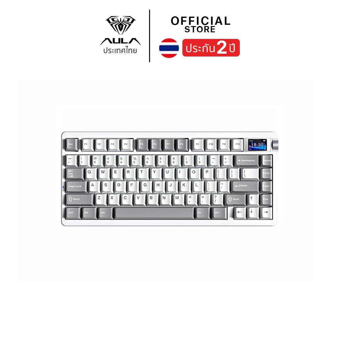 WIRELESS KEYBOARD (คีย์บอร์ดไร้สาย) AULA NOVA75 (WHITE/GRAY) STAR VECTOR SWITCH