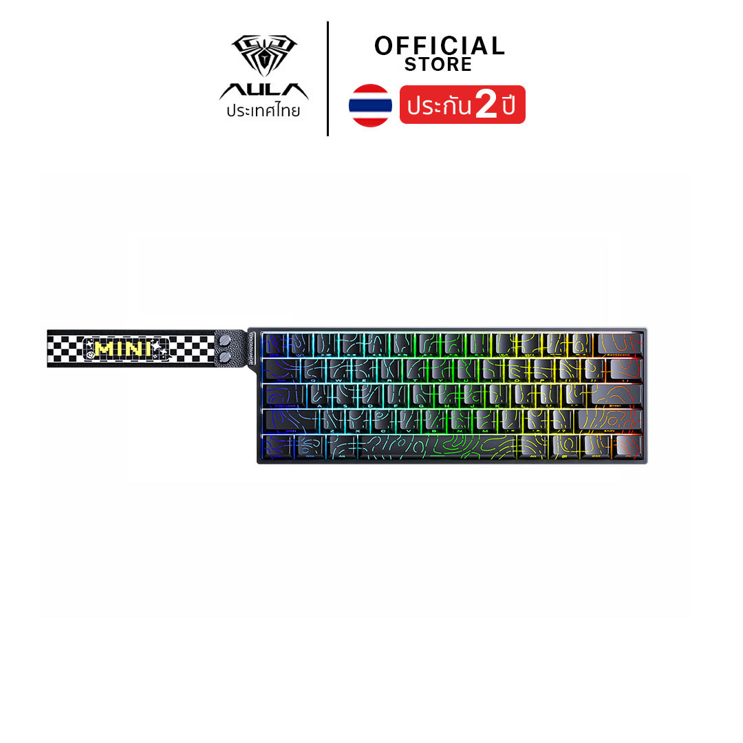 WIRELESS KEYBOARD (คีย์บอร์ดไร้สาย) AULA MINI60 BLACK CONTOUR SPIRIT MAGNETIC SWITCH