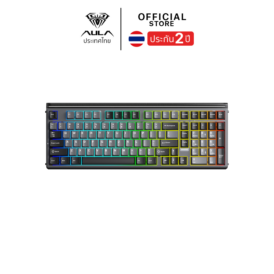 KEYBOARD (คีย์บอร์ด) AULA HERO99 (Black/Grey) BLACK KING SWITCH MNT