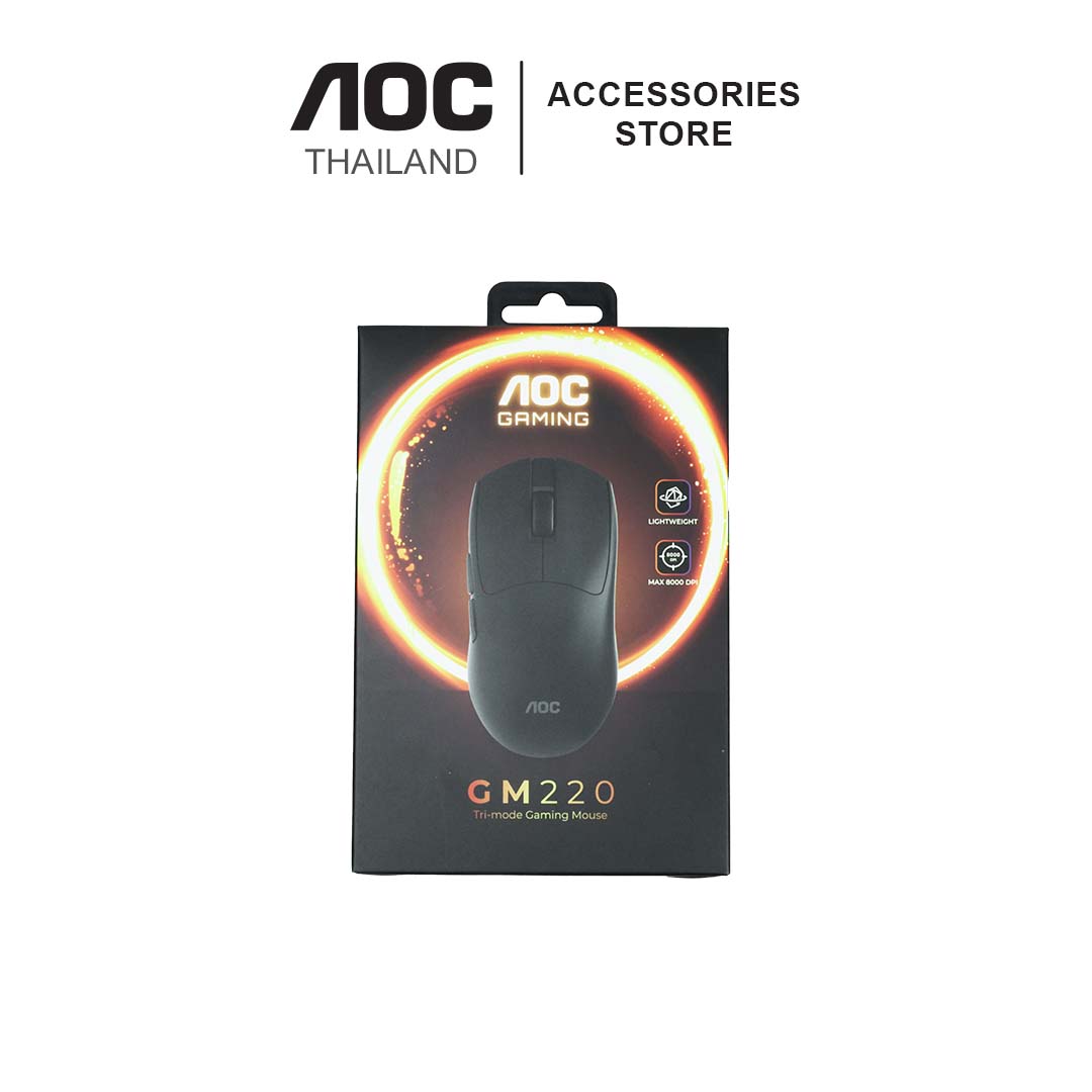 WIRELESS MOUSE (เมาส์ไร้สาย) AOC GM220 BLACK TRI-MODE PAW3104 - Image 2